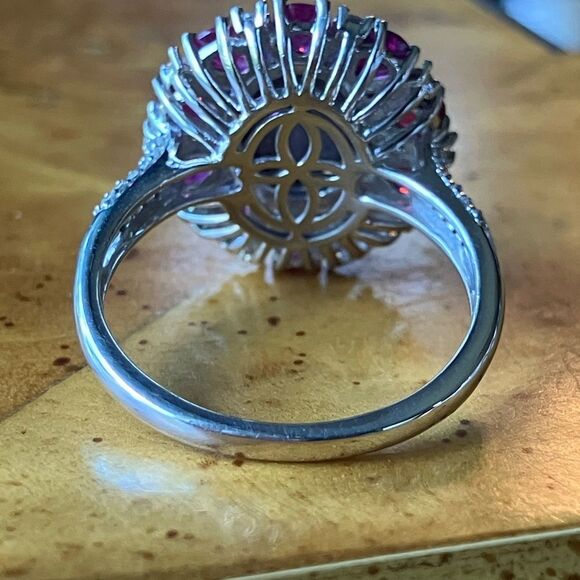 Natural Star Ruby Sterling Silver Cocktail Ring Size 9 - Picture 6 of 10